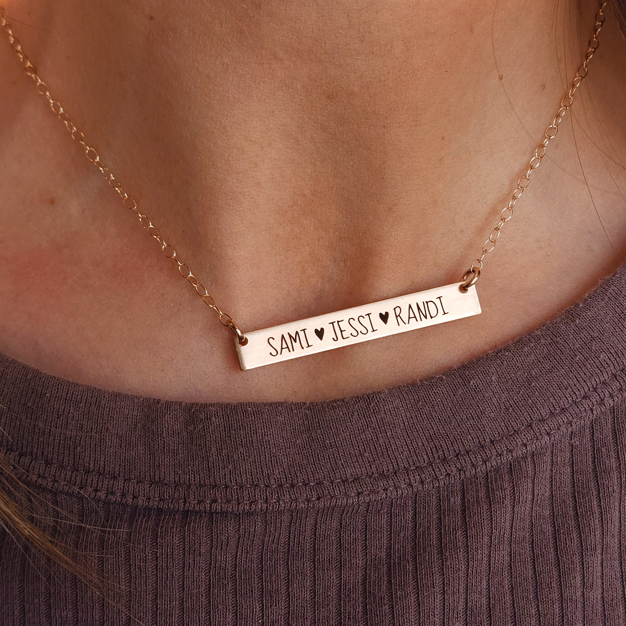 Gold Bar Name Necklace