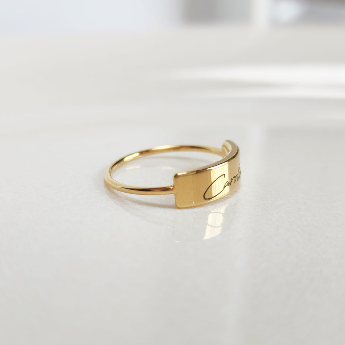 Gold Handwriting Name Plate Ring - Going Golden