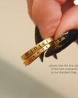 2mm handmade name rings comparing each other with two different fonts and font sizes