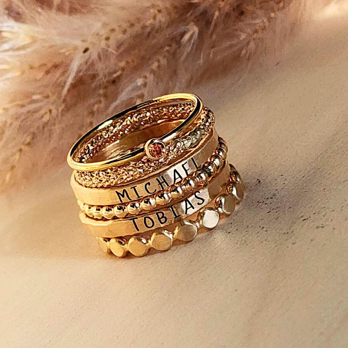 The Ivy Ring Stacking Ring Set - Going Golden