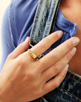 Gold Handwriting Signet Stacking Ring