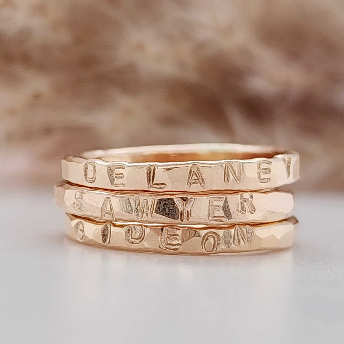 Undarkened Natural Stacking Name Rings - Going Golden