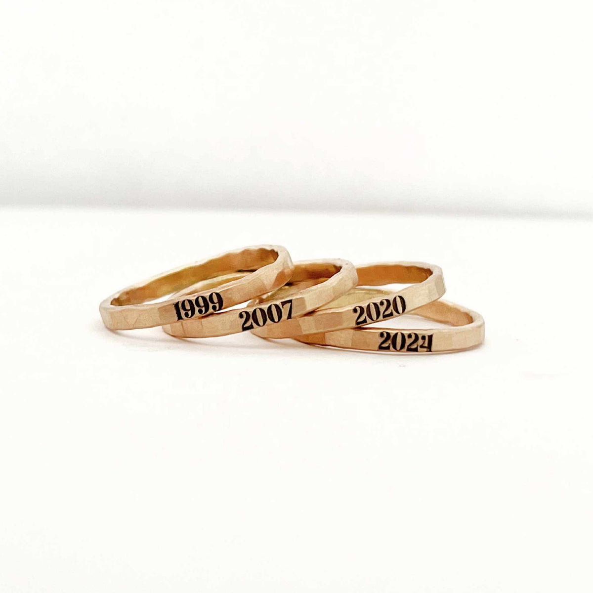 Stacking Ring Set with Year and Birthstone - The Riley - Going Golden