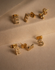 CZ Initial Stud Earrings