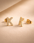 CZ Initial Stud Earrings