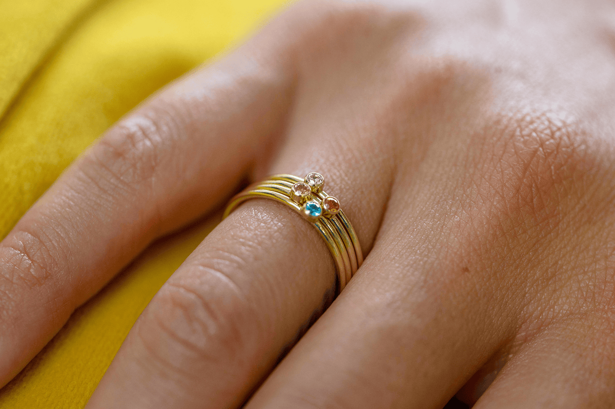 October Stacking Birthstone Ring - Going Golden