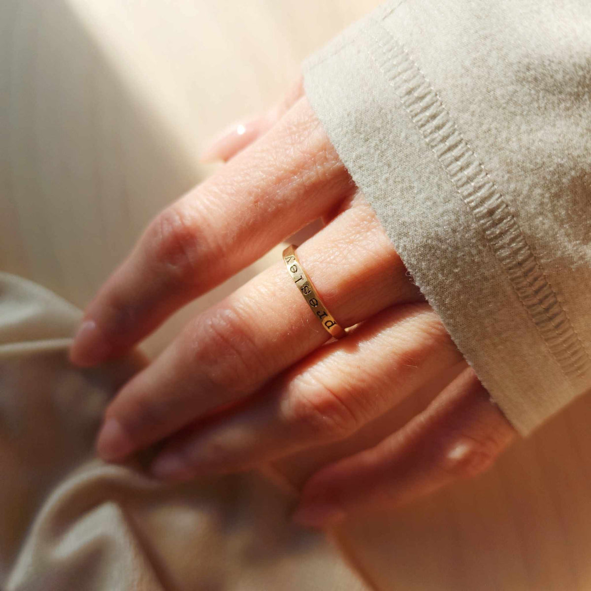 Typewriter Stacking Name Ring - Going Golden