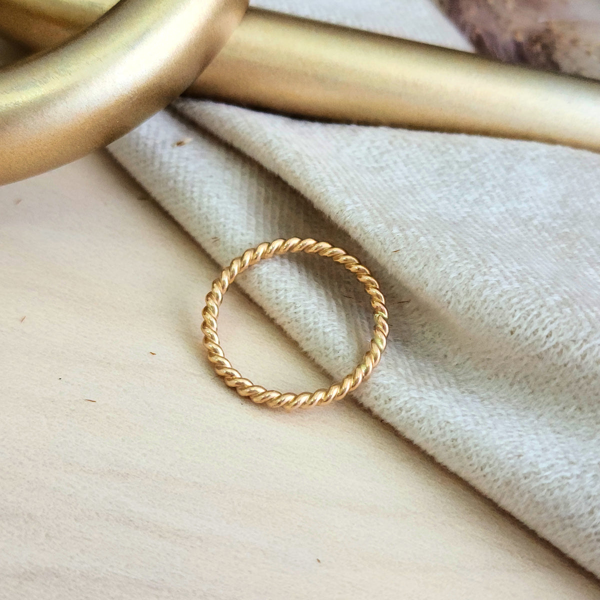 Thin Twisted Stacking Ring - Going Golden