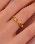 Double Birthstone Chain Ring - Going Golden