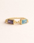 Double Birthstone Chain Ring - Going Golden