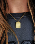 Gold Initial Rectangle Necklace