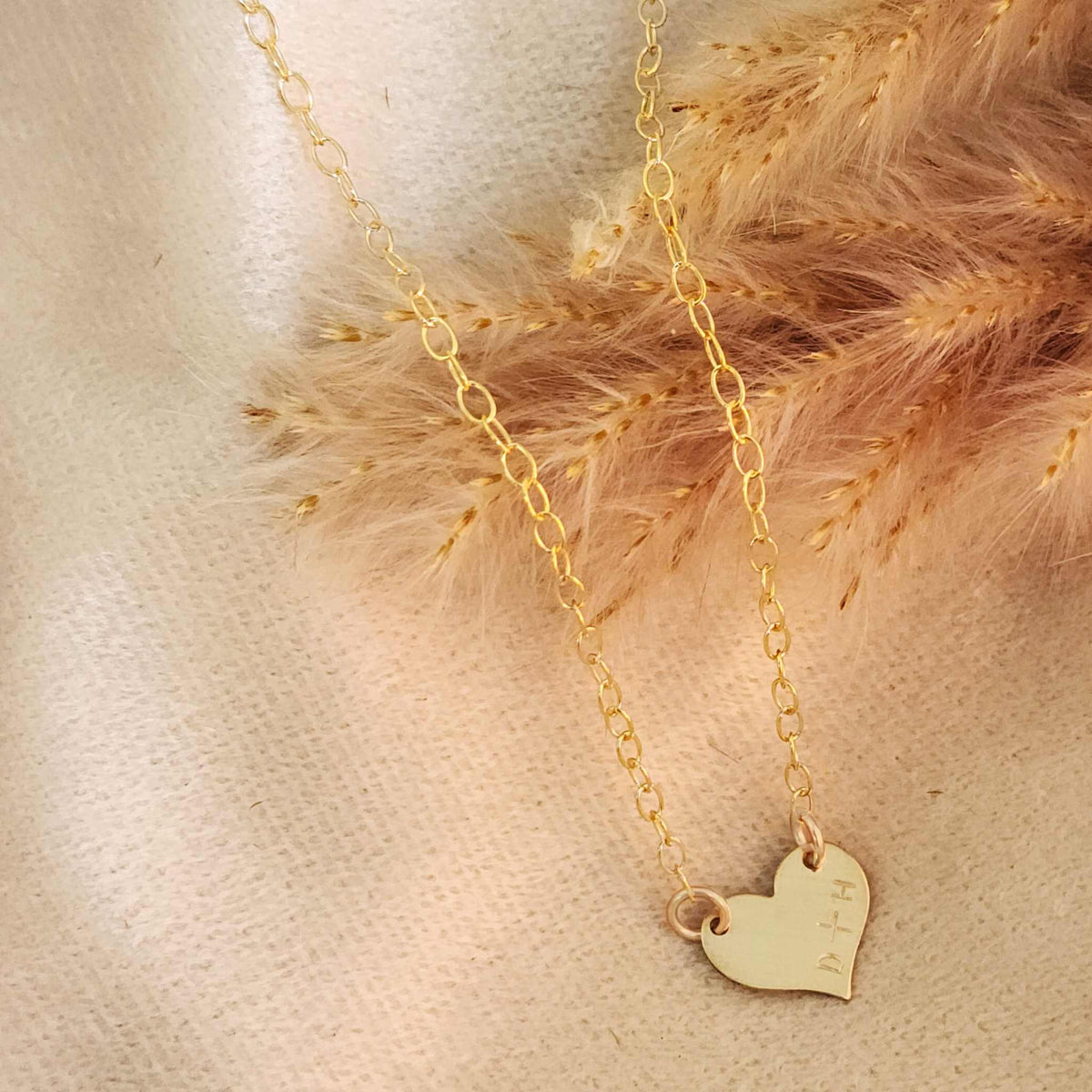 Hand Stamped Initial Heart Necklace - Going Golden