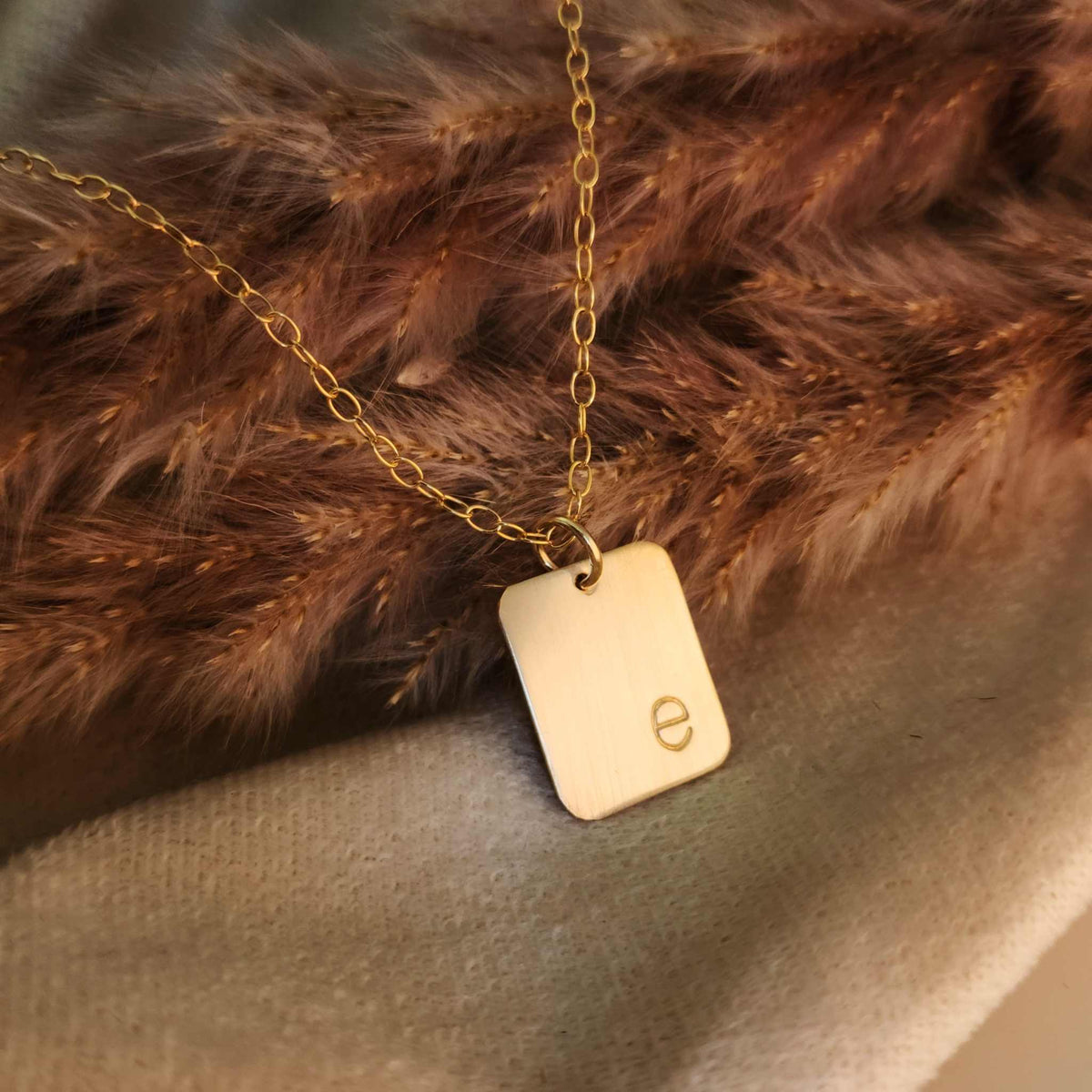 Gold Initial Rectangle Necklace - Going Golden