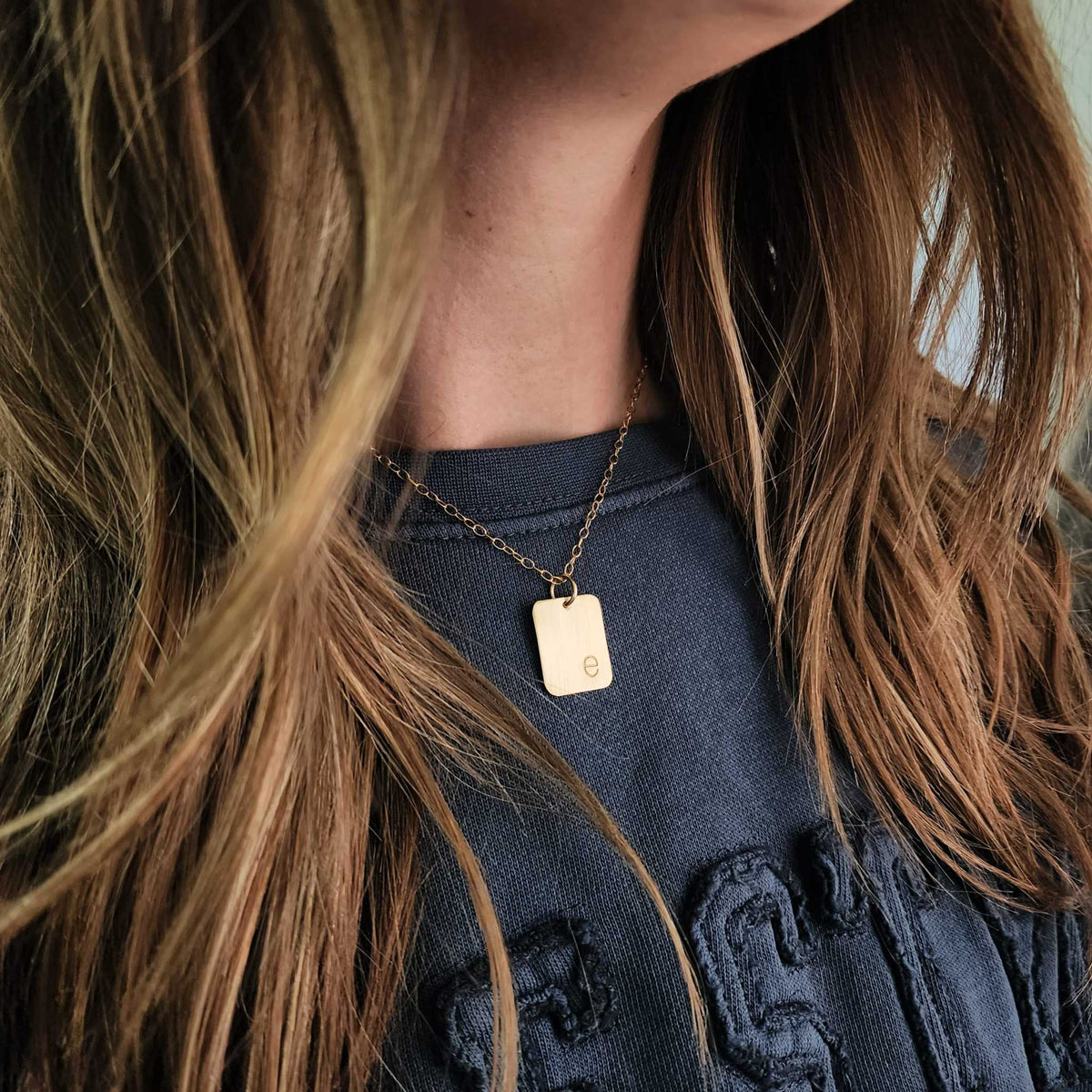 Gold Initial Rectangle Necklace - Going Golden