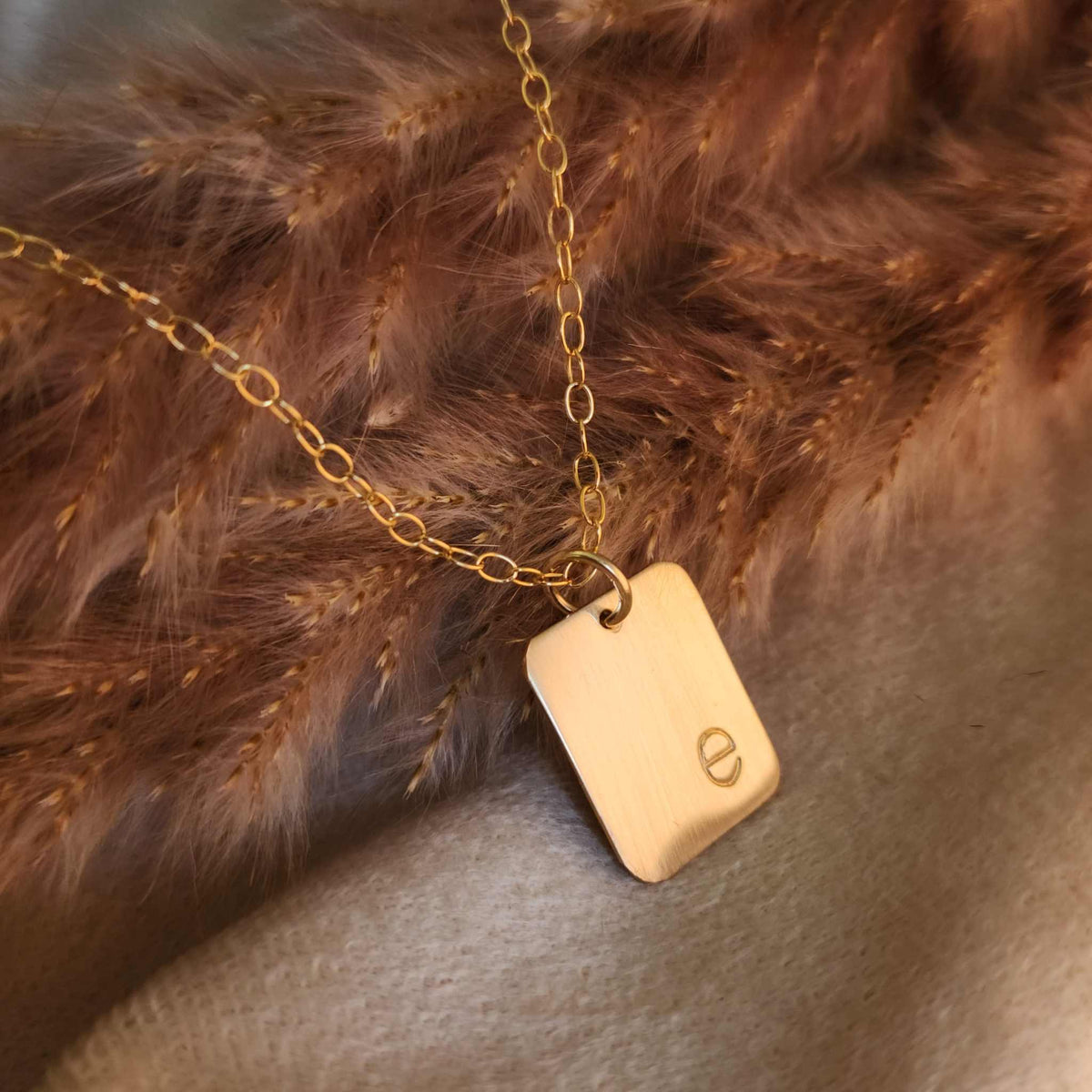 Gold Initial Rectangle Necklace - Going Golden