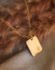 Gold Initial Rectangle Necklace