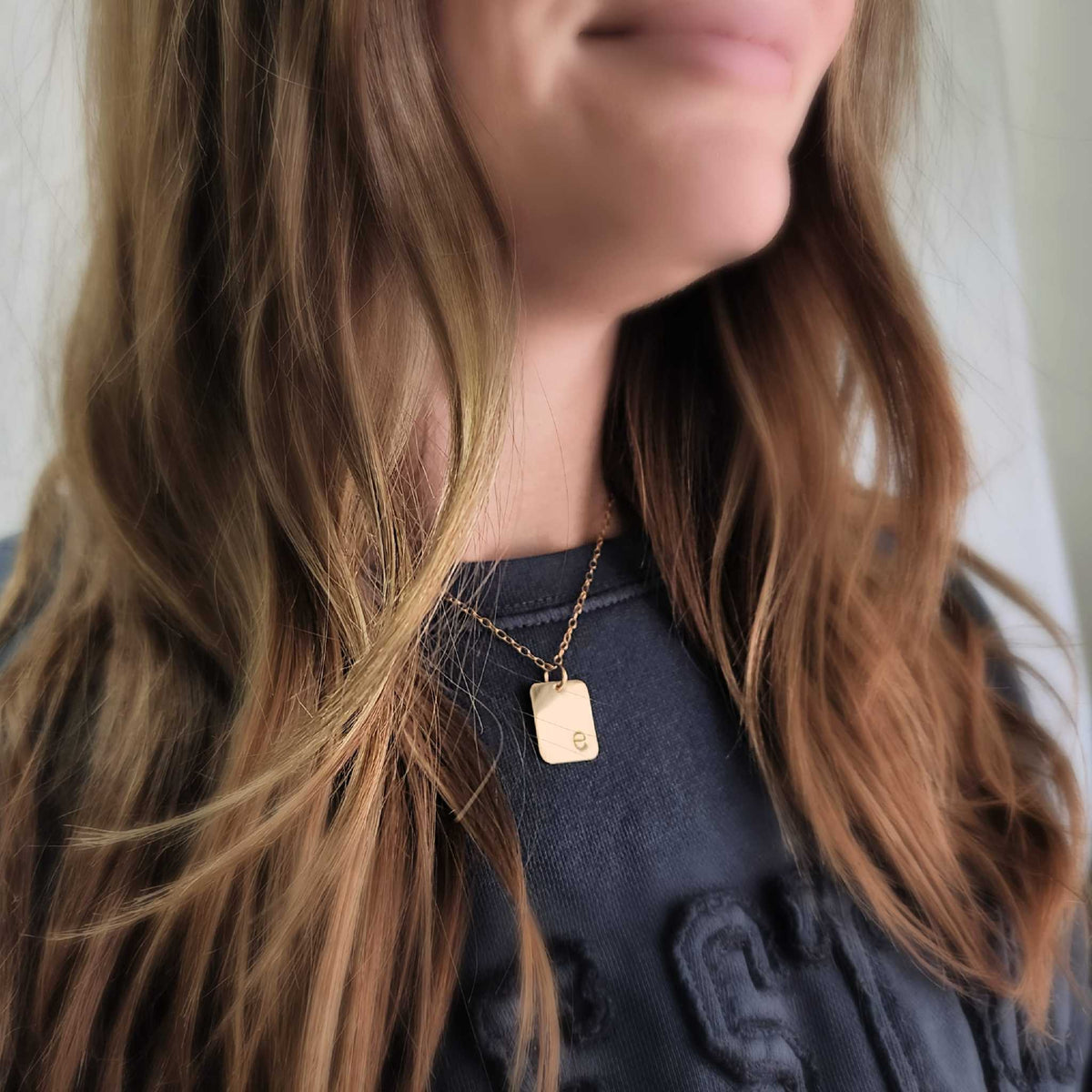 Gold Initial Rectangle Necklace - Going Golden