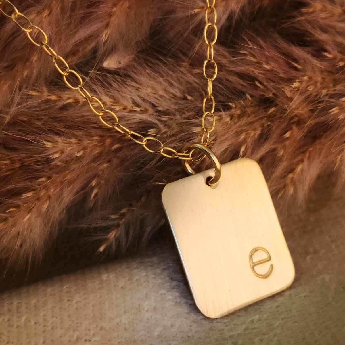 Gold Initial Rectangle Necklace - Going Golden