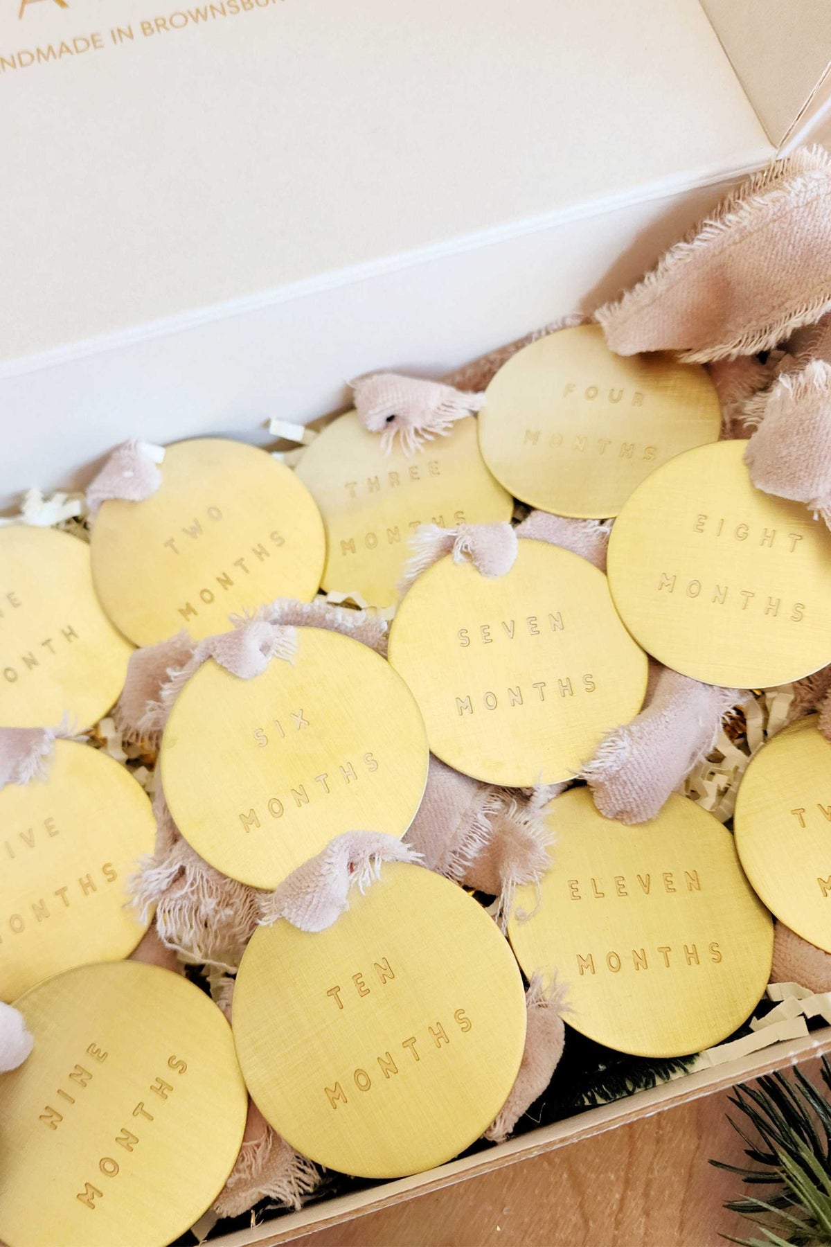 First Year Baby Milestone Ornaments - Going Golden