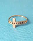 Personalized Cross Name Ring - Going Golden