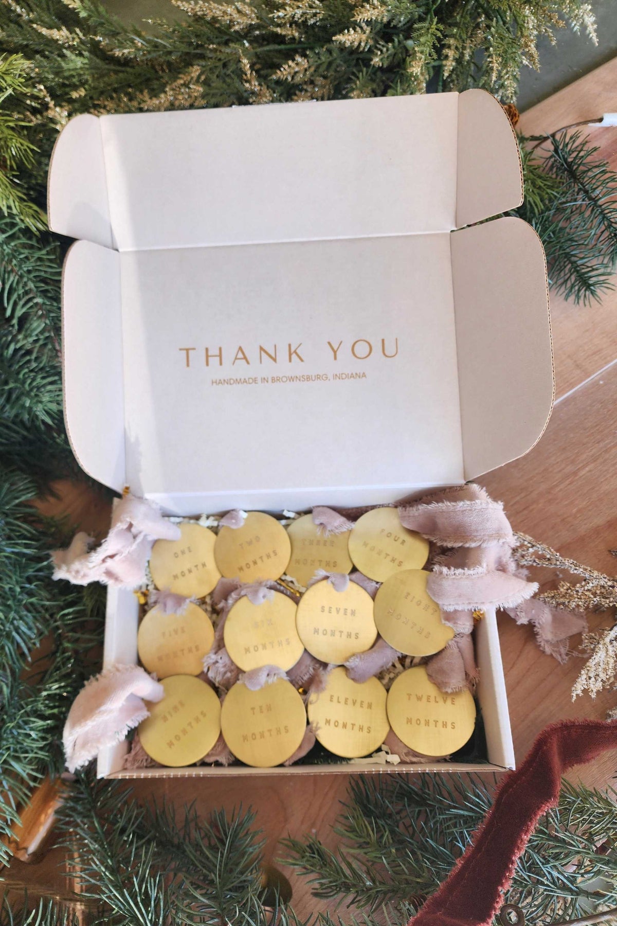 First Year Baby Milestone Ornaments - Going Golden