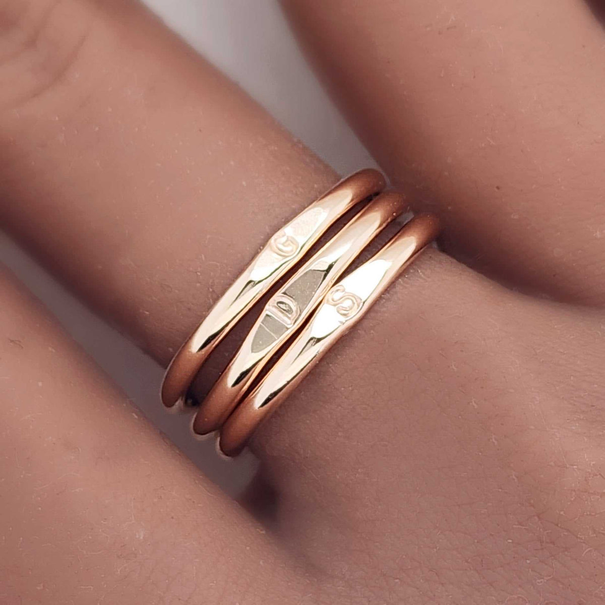 Minimal initial signet ring in 14K yellow gold with engraved letter, handcrafted and polished for timeless elegance