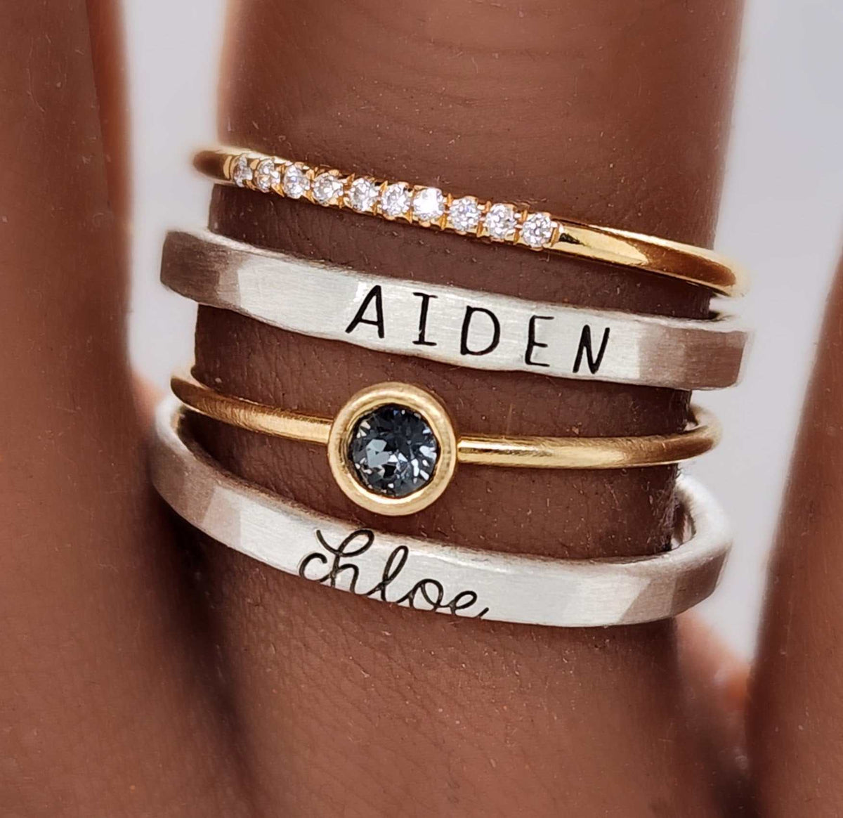 4mm Birthstone Stacking Ring - Going Golden