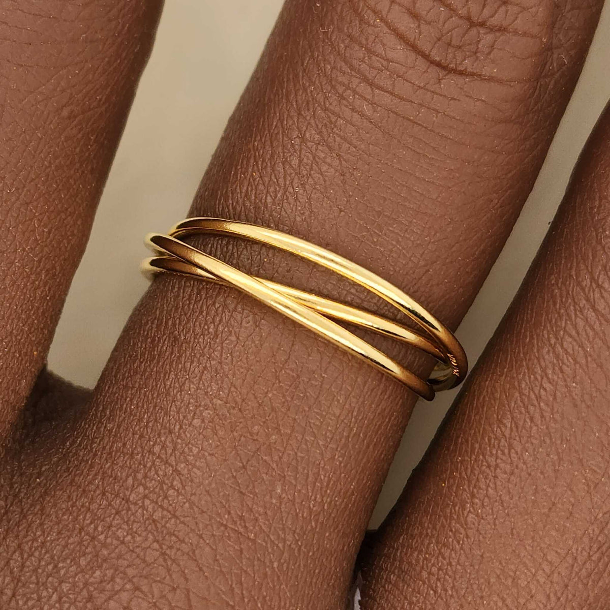 14k gold filled interlocking triple band fidget ring for everyday wear