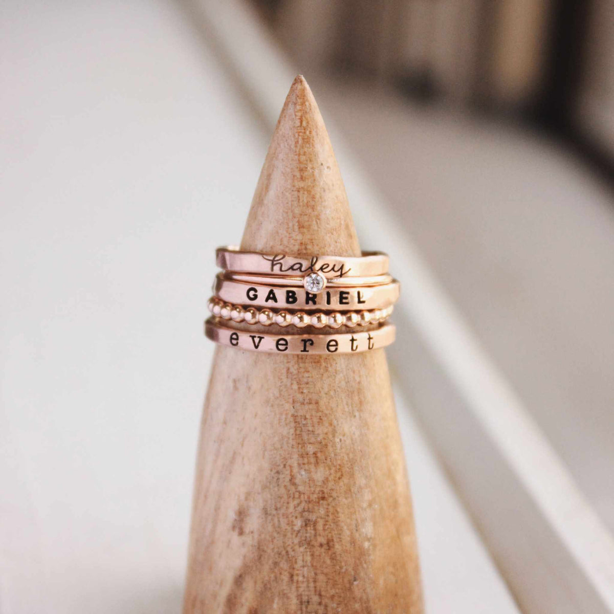 The Sienna Personalized Family Ring Stack - Going Golden