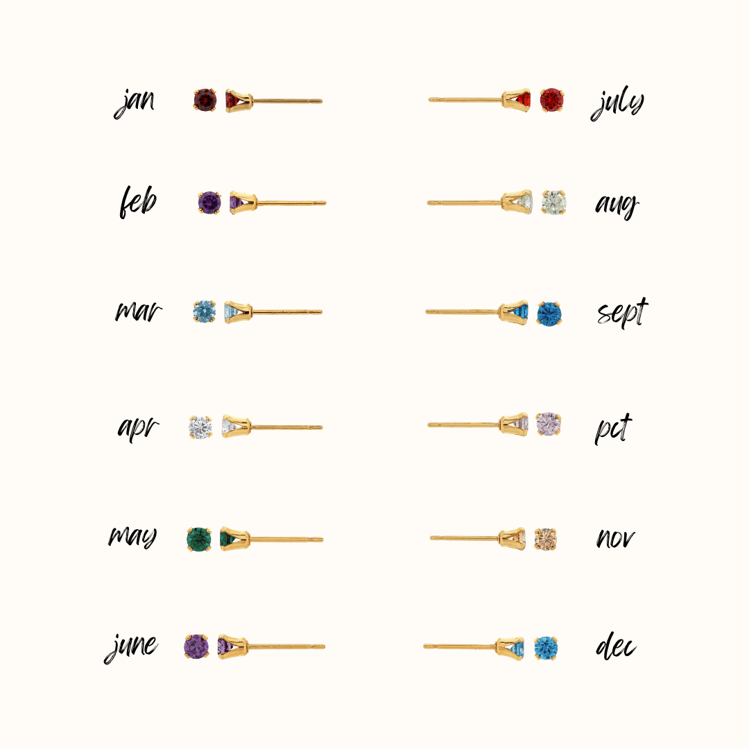 Birthstone Stud Earrings - Going Golden
