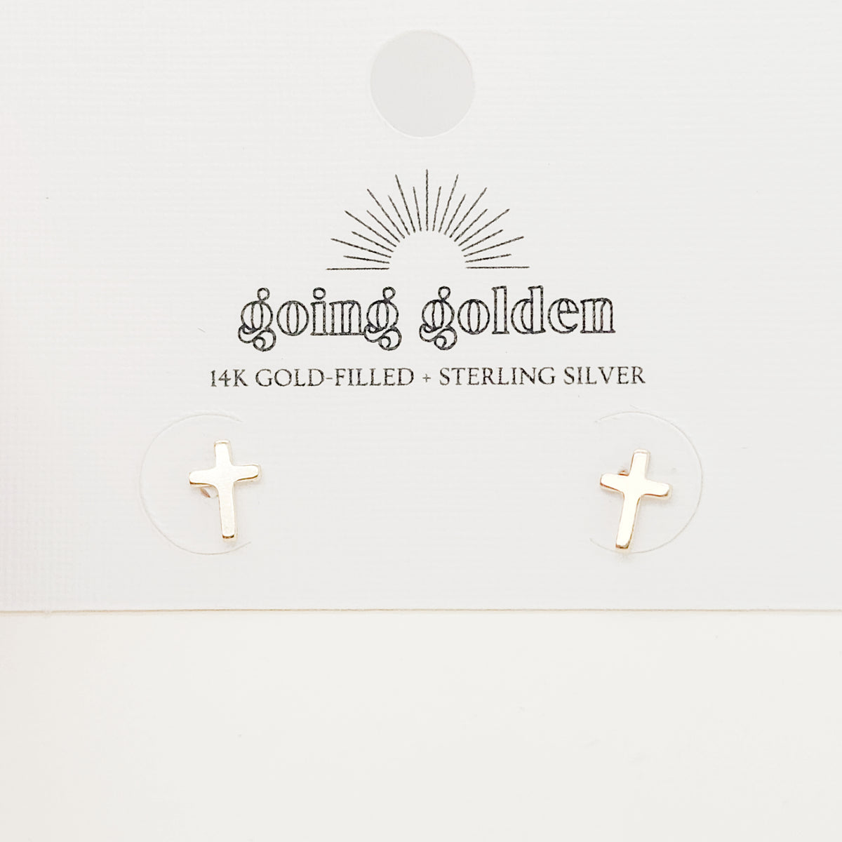 Dainty Cross Stud Earring - Going Golden