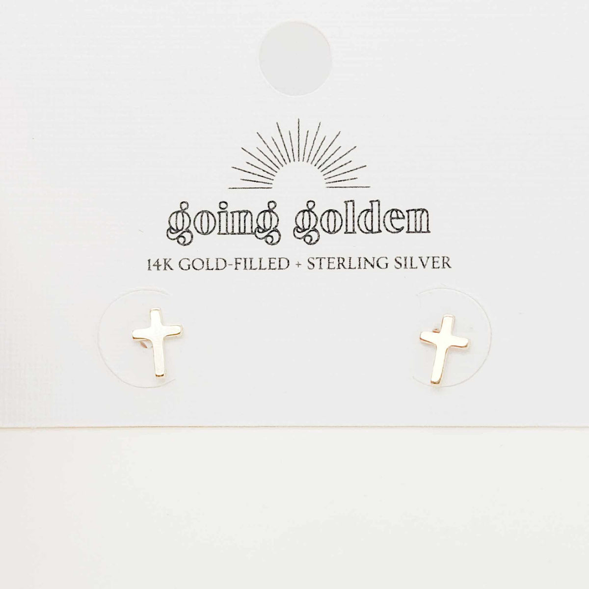 Dainty cross stud earring in 14K gold-filled or sterling silver, waterproof and tarnish-proof design