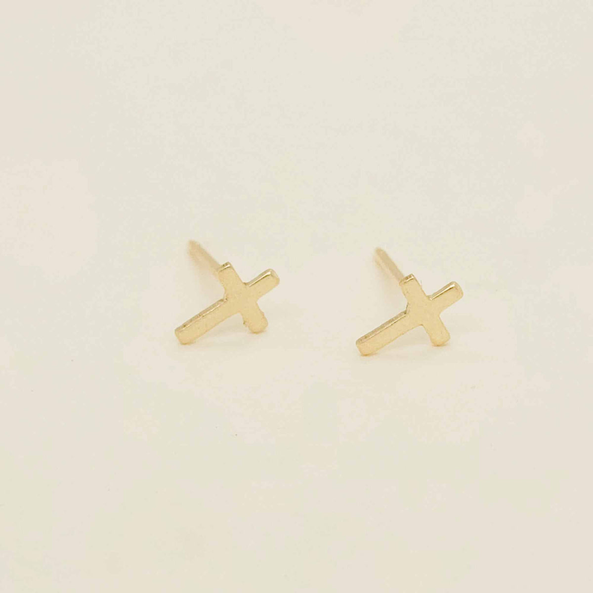Dainty Cross Stud Earring in 14K gold-filled and sterling silver with gift box and polishing pad
