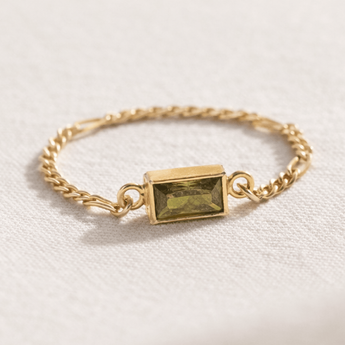 Birthstone Chain Ring - Going Golden