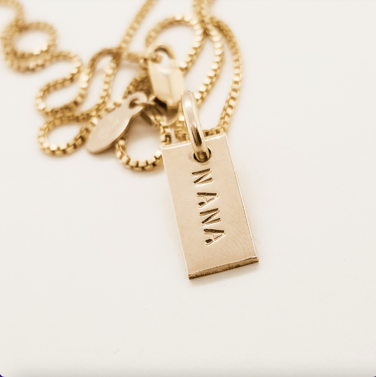 14k gold filled Mom Nana Necklace with hand-stamped charms for Mother's Day gift