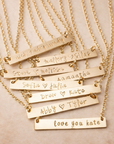 Gold Bar Stamped Name Necklace - Going Golden