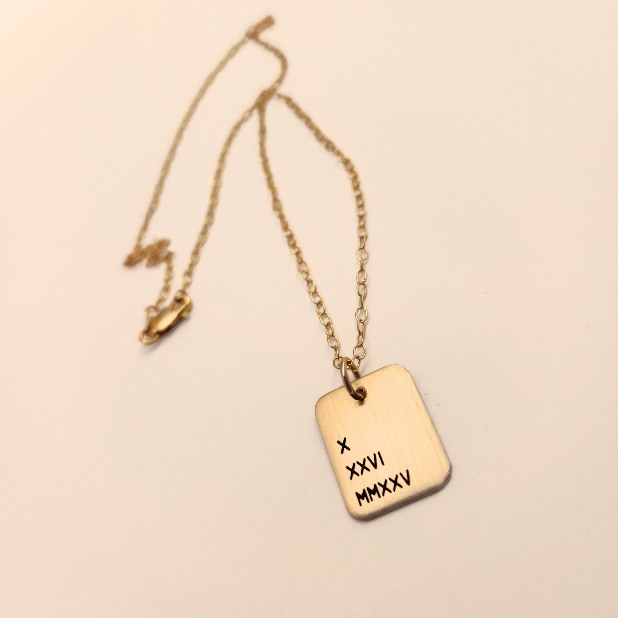 Roman Numerals Rectangle Necklace