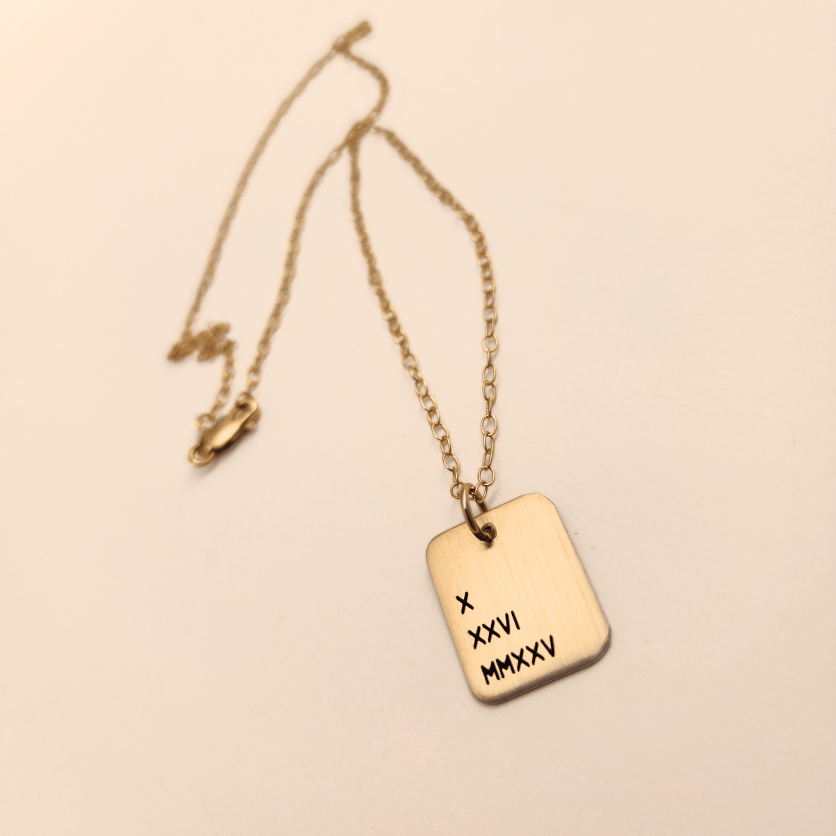 Roman Numerals Rectangle Necklace - Going Golden