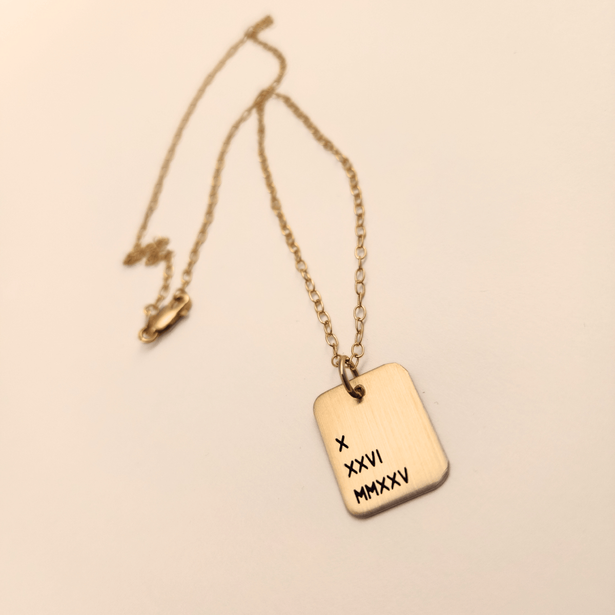Roman Numerals Rectangle Necklace - Going Golden