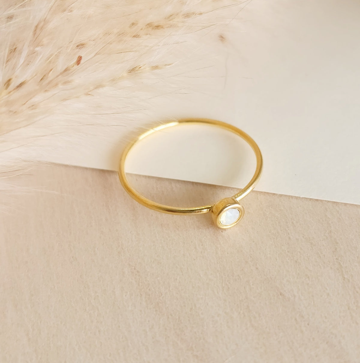 Large Birthstone Stacking Ring - Going Golden