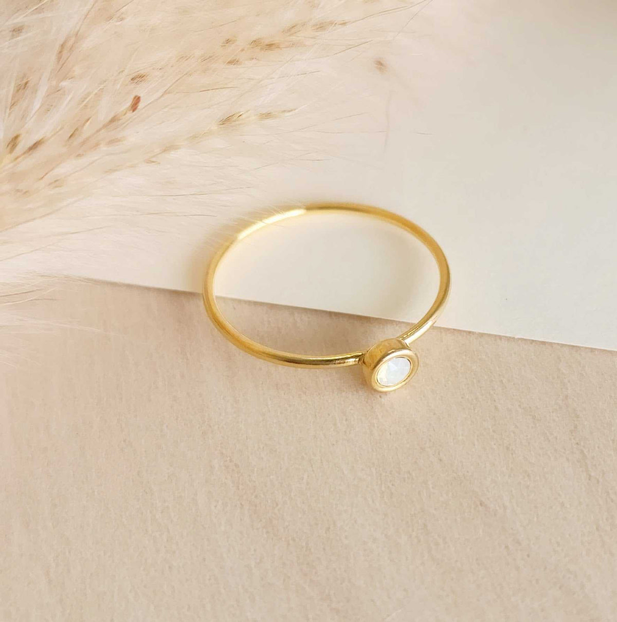 Large Birthstone Stacking Ring - Going Golden