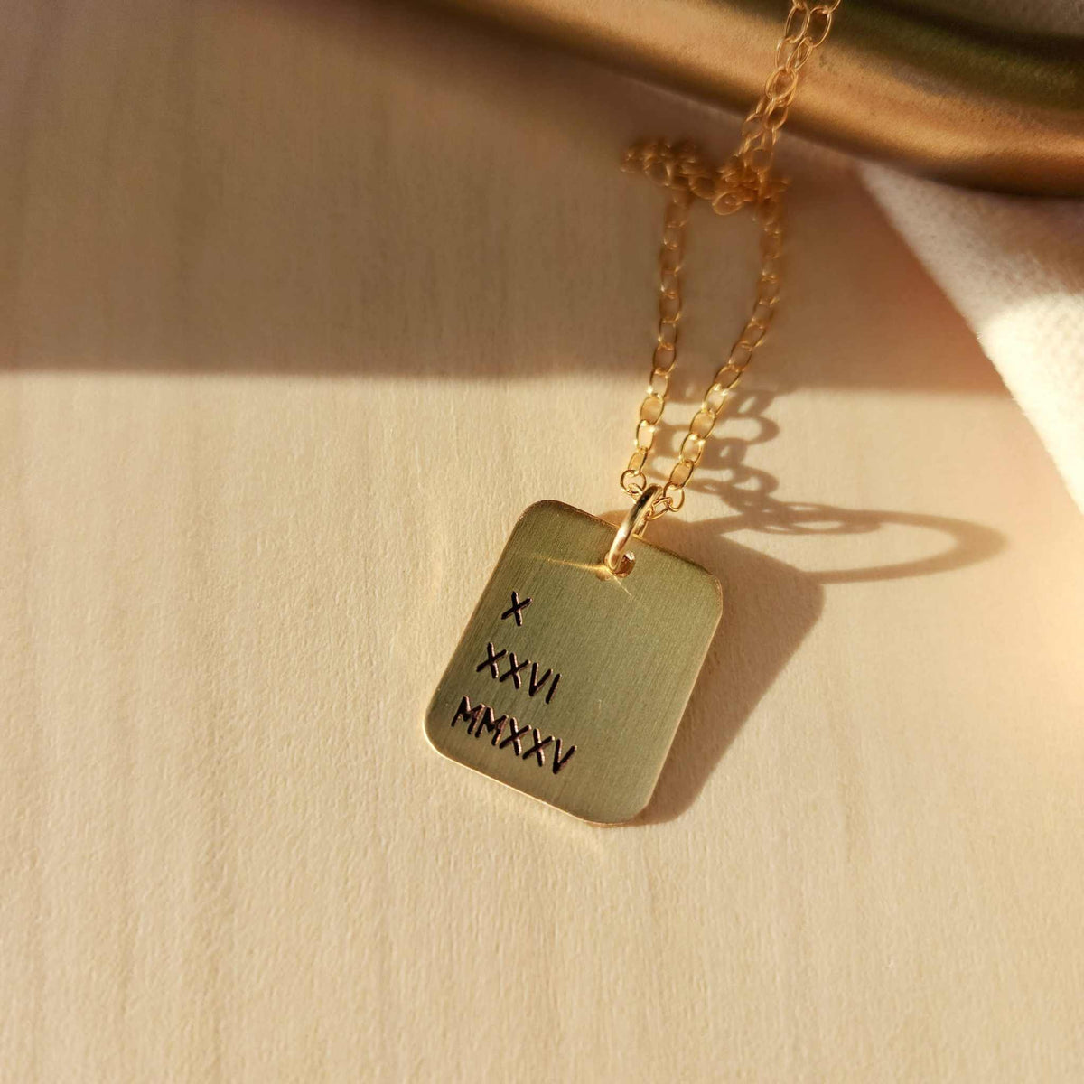 Roman Numerals Rectangle Necklace - Going Golden