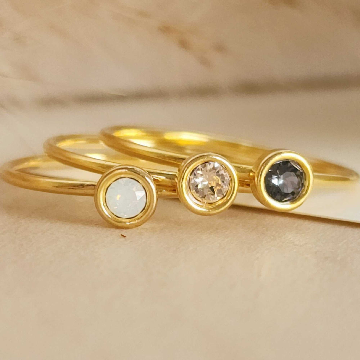 Large Birthstone Stacking Ring - Going Golden