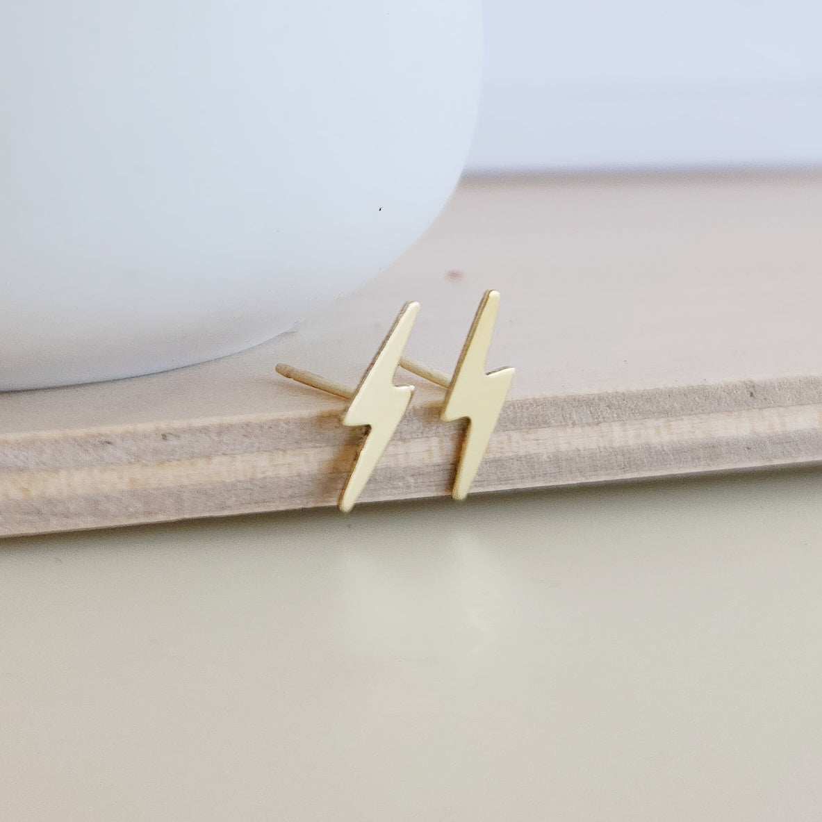 14K gold filled lightning bolt earrings stud design sterling silver options