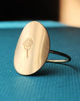 Personalized Birth Flower Oval Ring - Going Golden