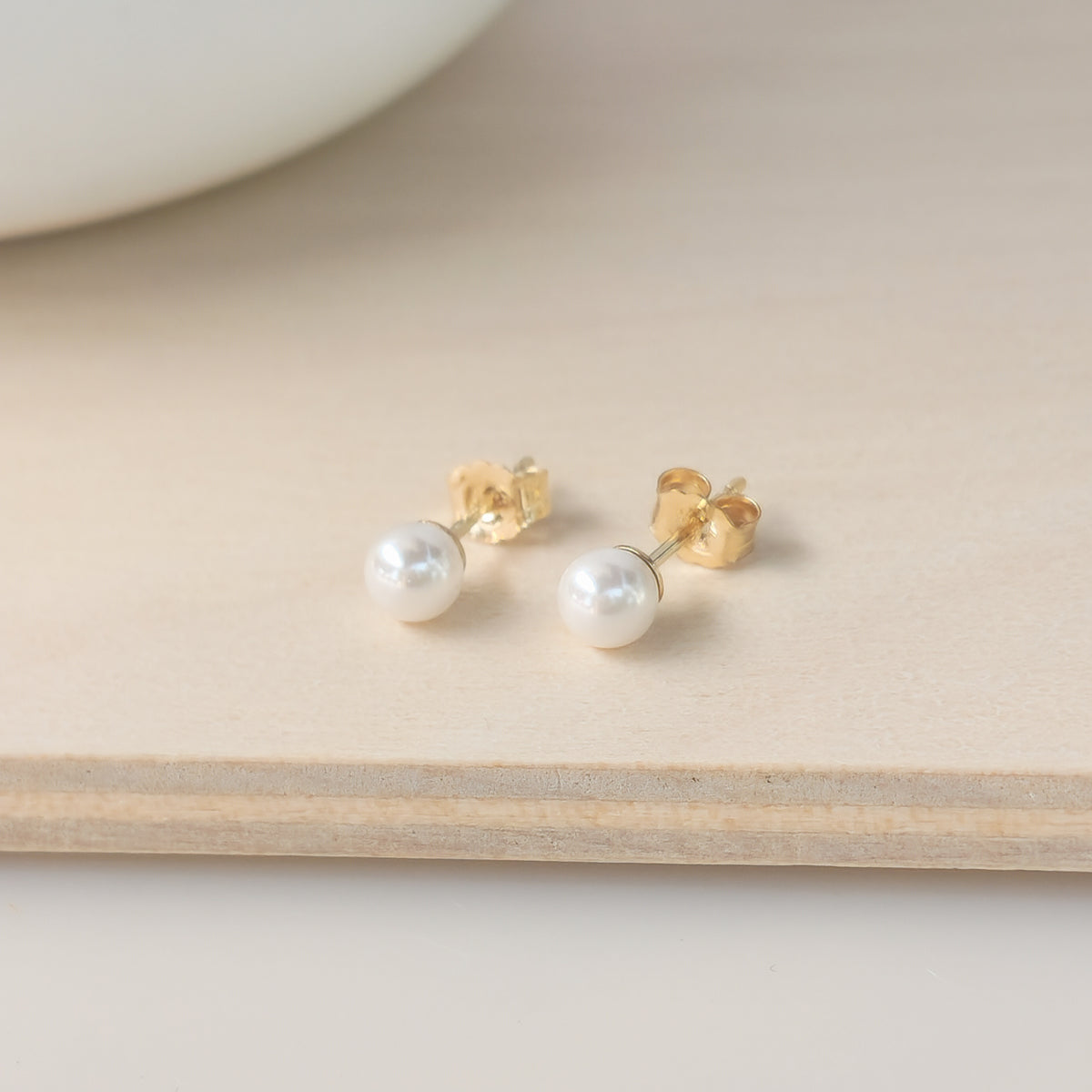 Pearl Stud Earrings - Going Golden