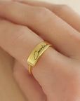 Gold Handwriting Name Plate Ring
