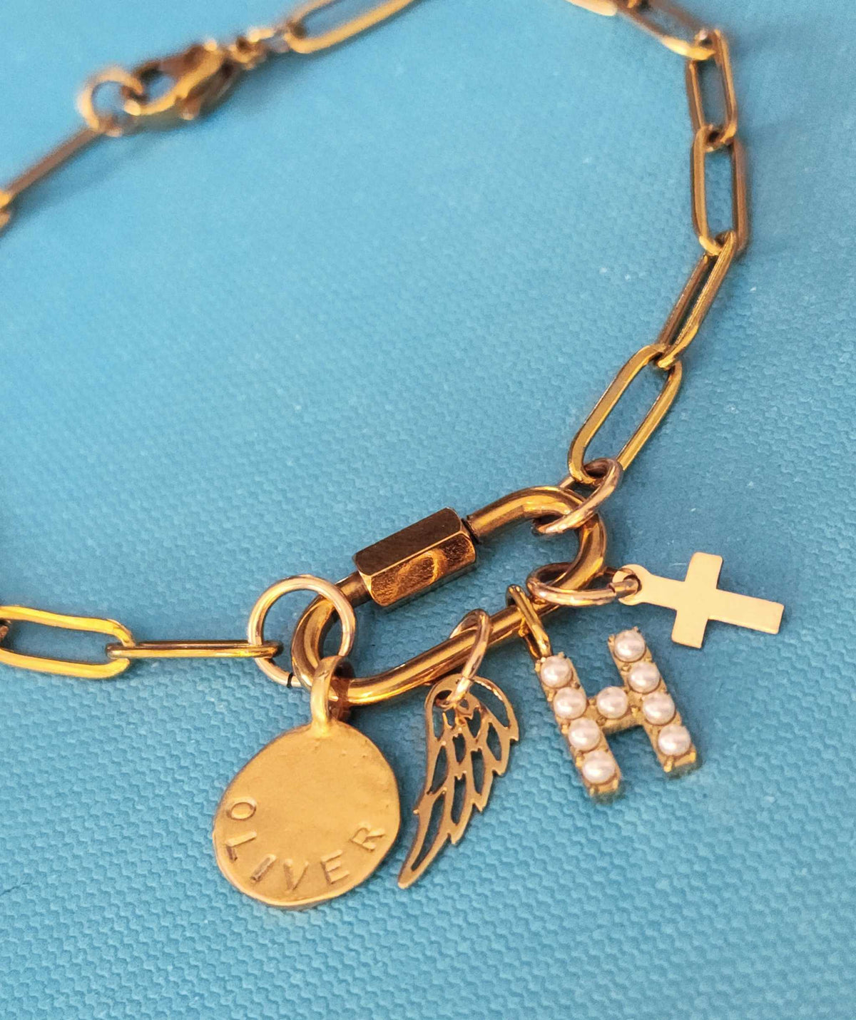 Gold Carabiner Paperclip Charm Bracelet - Going Golden