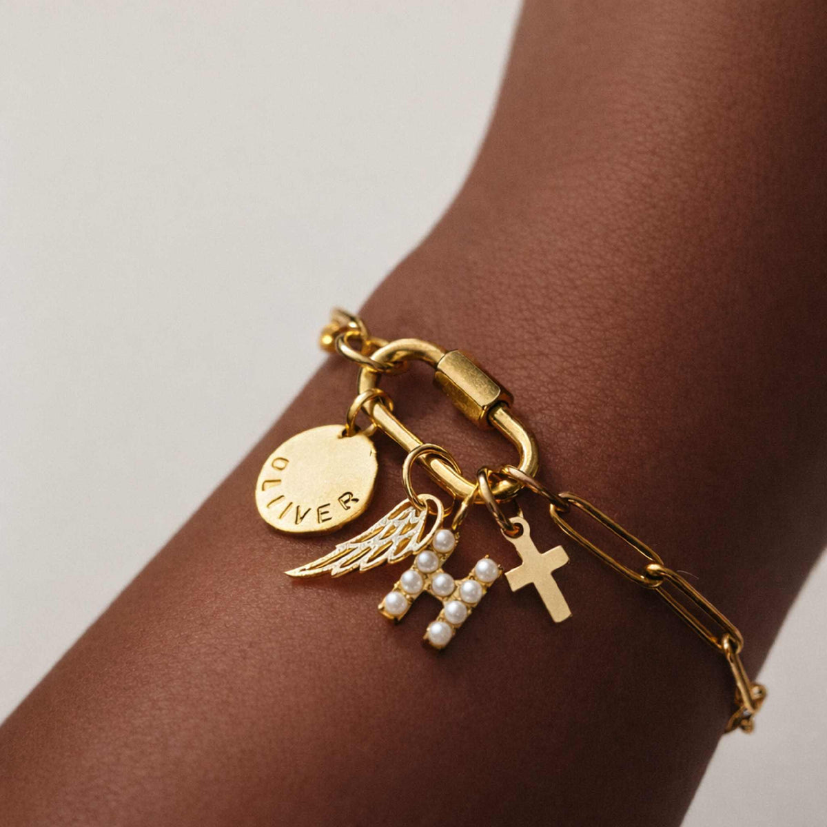 Gold Carabiner Paperclip Charm Bracelet - Going Golden