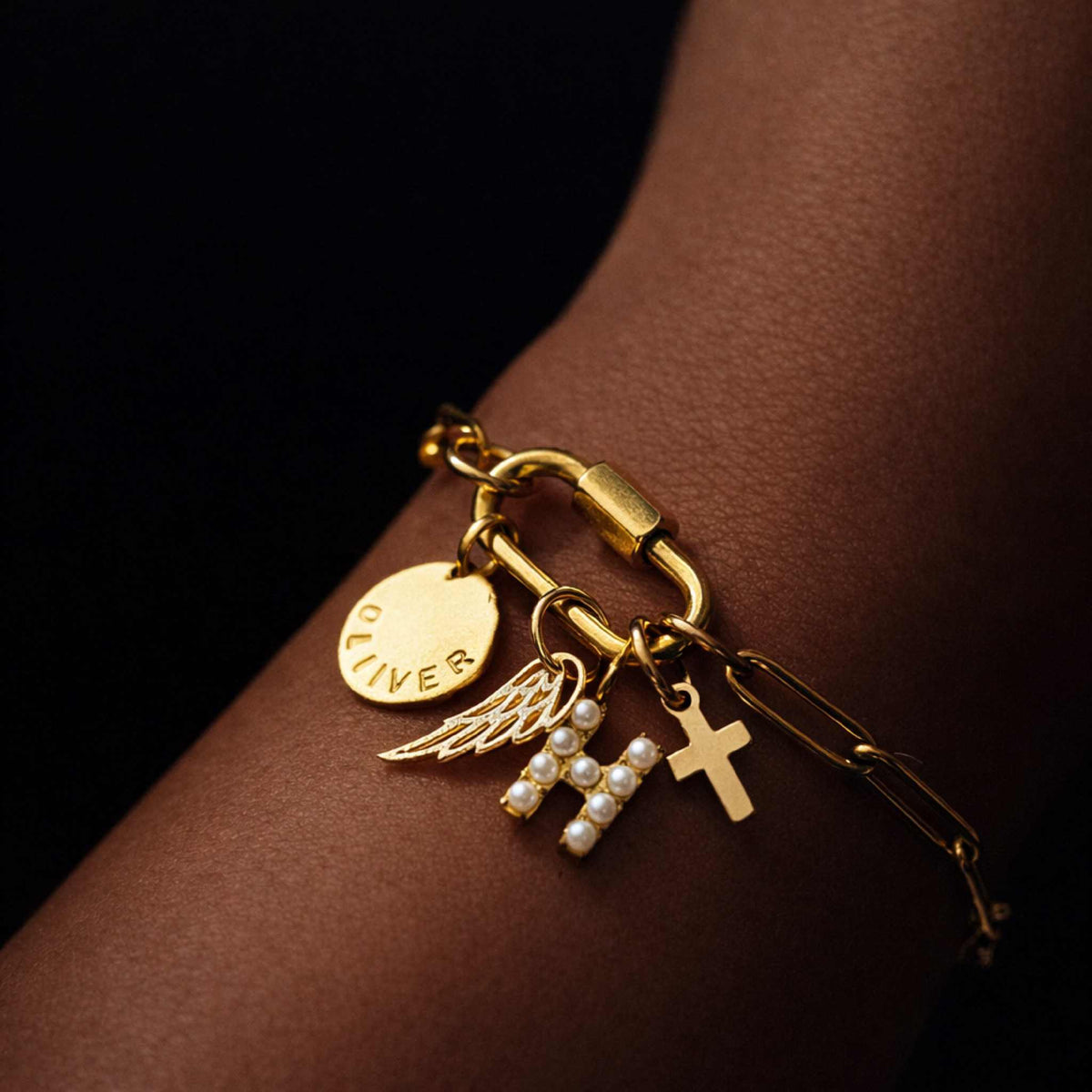 Gold Carabiner Paperclip Charm Bracelet - Going Golden